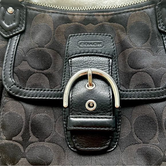 COACH SHOULDER PURSE BLACK BUCKLE WITH REMOVABLE STRAP - Picture 3 of 13